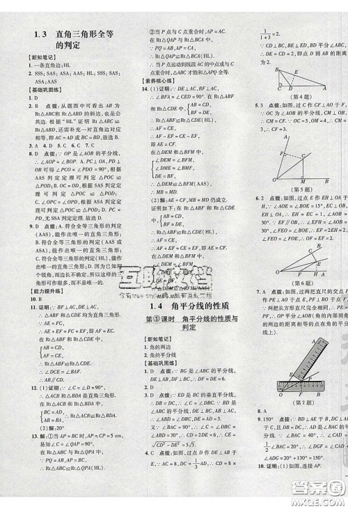 2020荣德基点拨训练八年级数学下册湘教版答案