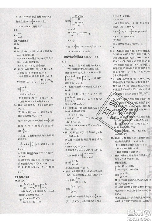 2020荣德基点拨训练八年级数学下册湘教版答案