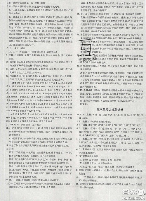 2020荣德基点拨训练八年级语文下册人教版答案 2020荣德基点拨训练八年级语文下册人教版答案