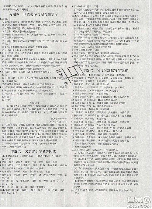 2020荣德基点拨训练八年级语文下册人教版答案 2020荣德基点拨训练八年级语文下册人教版答案