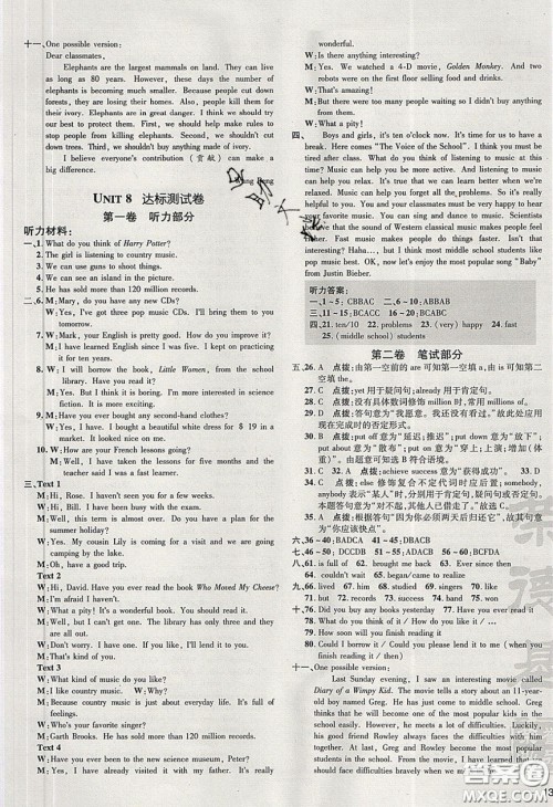 2020荣德基点拨训练八年级英语下册人教版答案