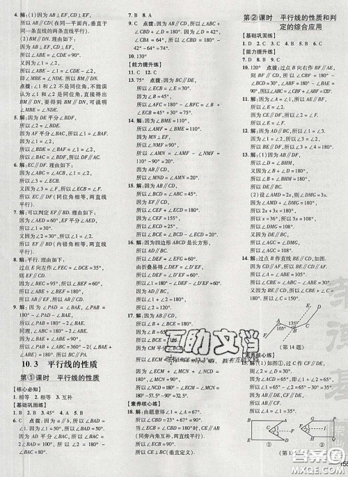 2020荣德基点拨训练七年级数学下册沪科版安徽专版答案