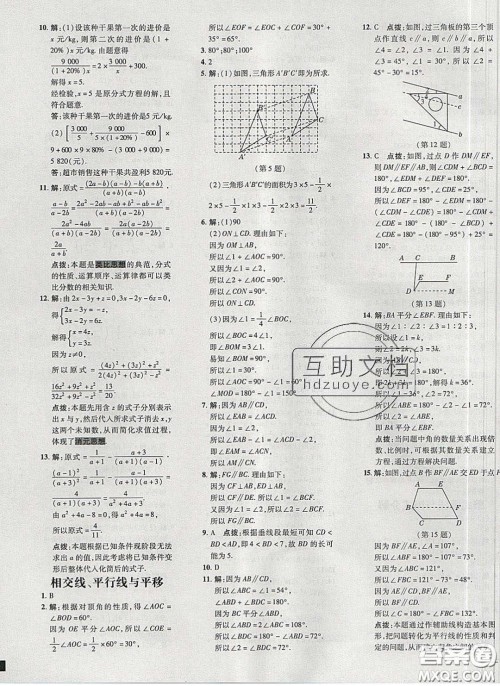 2020荣德基点拨训练七年级数学下册沪科版安徽专版答案