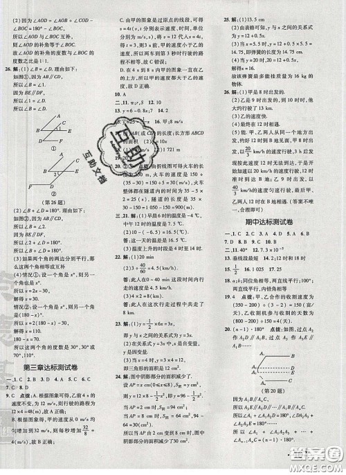 2020荣德基点拨训练七年级数学下册北师大版答案