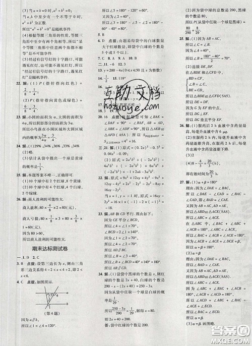 2020荣德基点拨训练七年级数学下册北师大版答案