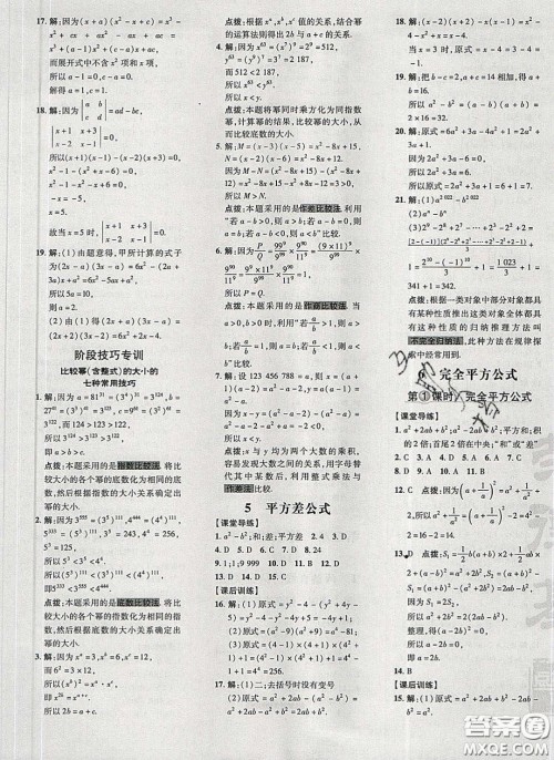 2020荣德基点拨训练七年级数学下册北师大版答案