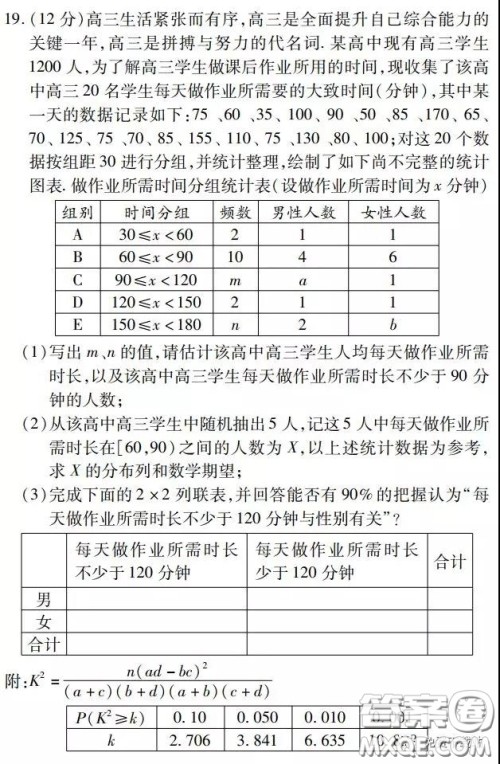 金学导航2020届高三模拟卷理科数学试题及答案