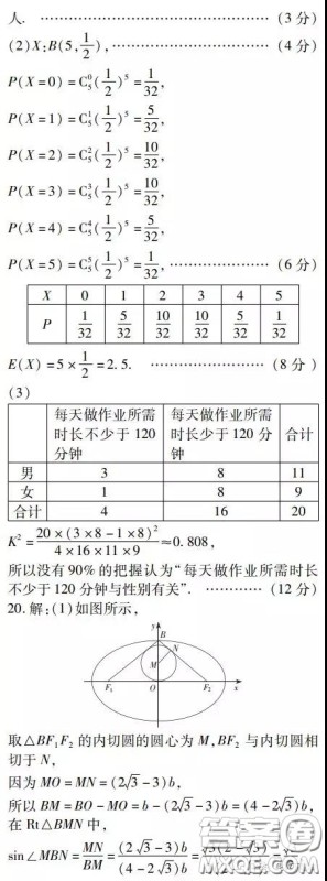 金学导航2020届高三模拟卷理科数学试题及答案