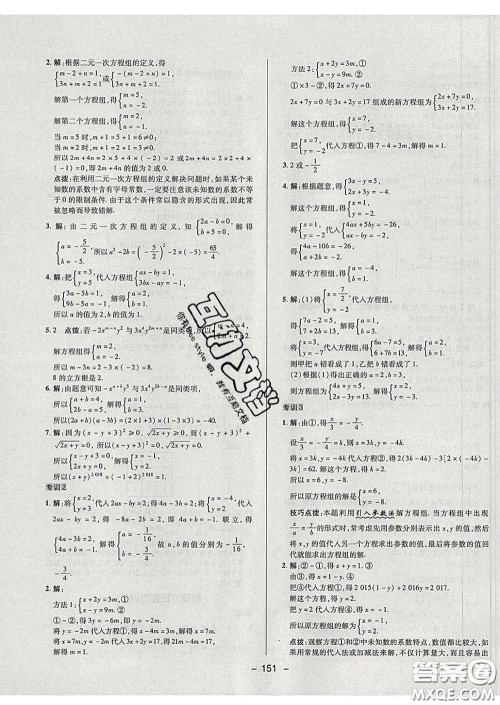 2020春综合应用创新题典中点七年级数学下册鲁教版五四制答案