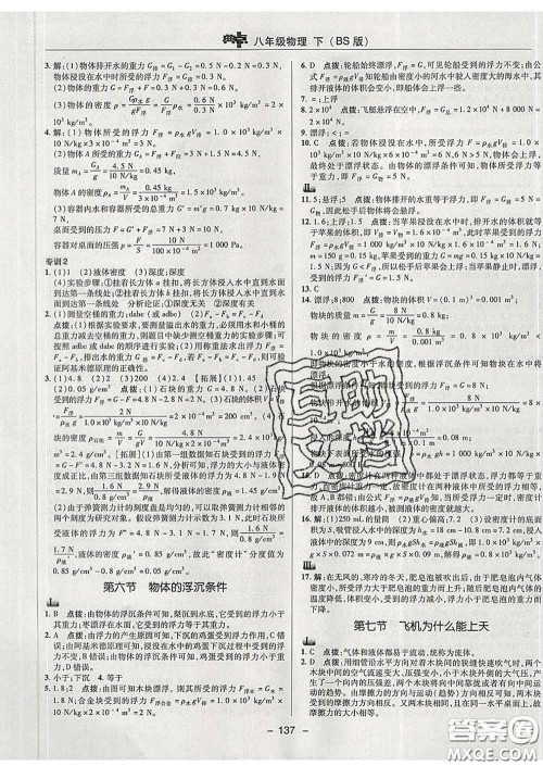 2020春综合应用创新题典中点八年级物理下册北师版答案