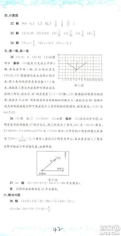 孟建平系列丛书2020年小升初名校初一新生分班摸底考试卷数学参考答案