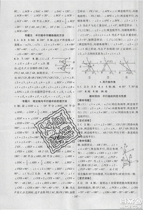 新疆文化出版社2020春课时掌控七年级数学下册北师大版答案