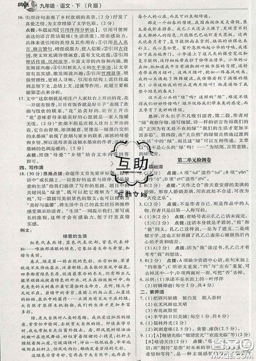 2020春综合应用创新题典中点九年级语文下册人教版答案