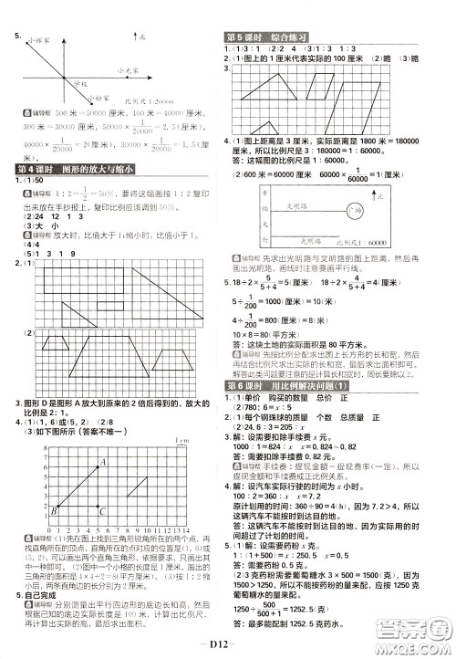 新世界出版社2020年乐学一起练六年级数学下册RJ人教版参考答案