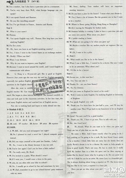 2020春综合应用创新题典中点九年级英语下册外研版答案 2020春综合应用创新题典中点九年级英语下册外研版答案