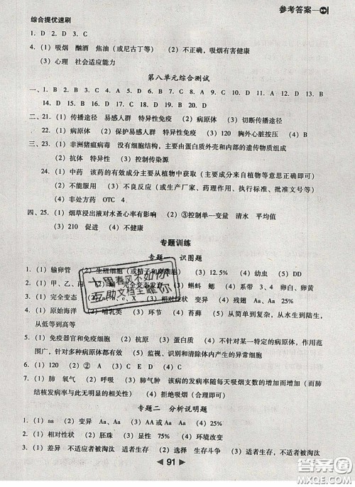 庠序文化2020小题速刷八年级生物下册人教版答案 庠序文化2020小题速刷八年级生物下册人教版答案