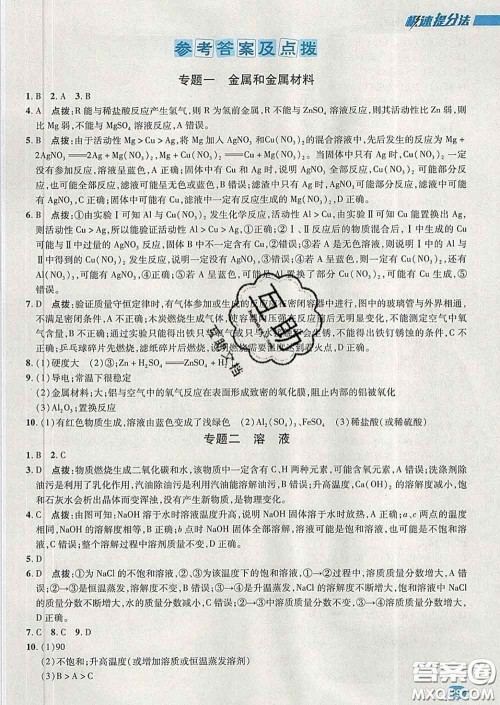 2020春综合应用创新题典中点九年级化学下册人教版答案 2020春综合应用创新题典中点九年级化学下册人教版答案