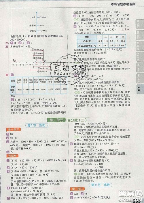 2020新版天星教育教材帮小学数学六年级下册人教版答案