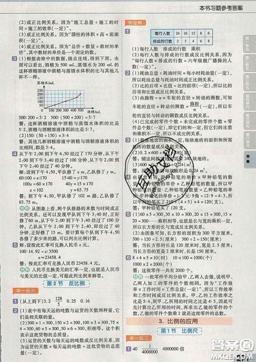 2020新版天星教育教材帮小学数学六年级下册人教版答案