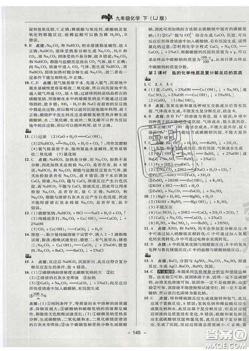 2020春综合应用创新题典中点九年级化学下册鲁教版答案 2020春综合应用创新题典中点九年级化学下册鲁教版答案