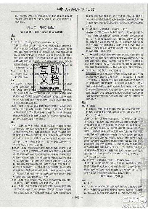 2020春综合应用创新题典中点九年级化学下册鲁教版答案 2020春综合应用创新题典中点九年级化学下册鲁教版答案