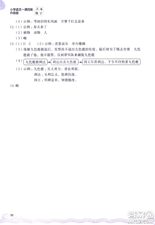 2020年小学语文一课四练三年级下册R版人教版参考答案 2020年小学语文一课四练三年级下册R版人教版参考答案
