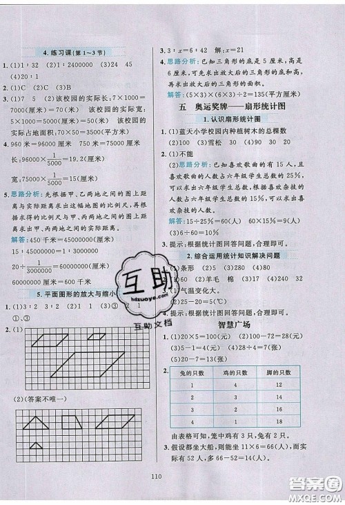 2020年小学教材全练六年级数学下册青岛版六三制答案