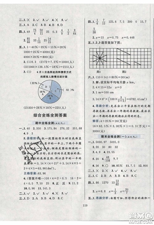 2020年小学教材全练六年级数学下册西师大版答案 2020年小学教材全练六年级数学下册西师大版答案