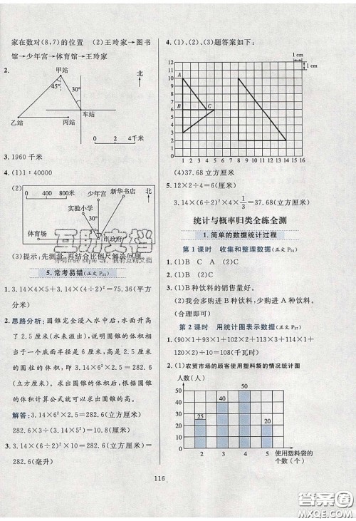 2020年小学教材全练六年级数学下册冀教版答案 2020年小学教材全练六年级数学下册冀教版答案