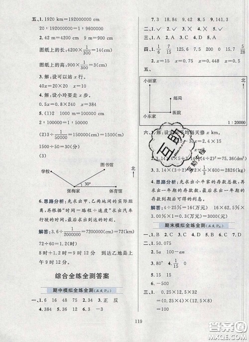 2020年小学教材全练六年级数学下册人教版答案