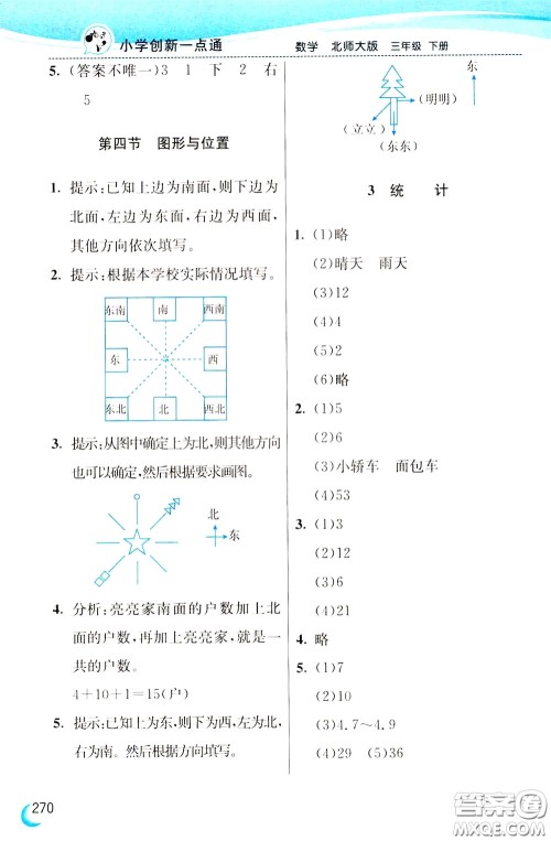 2020年小学创新一点通数学三年级下册北师大版参考答案