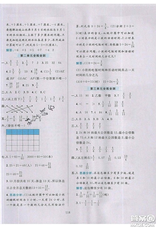 2020年小学教材全练五年级数学下册青岛版答案 2020年小学教材全练五年级数学下册青岛版答案