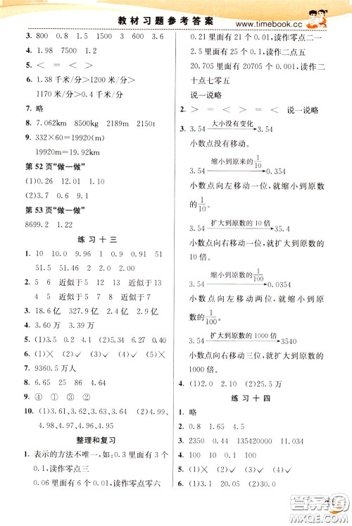 2020年小学创新一点通数学四年级下册人教版参考答案