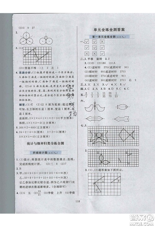 2020年小学教材全练五年级数学下册冀教版答案