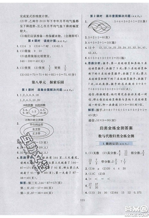 2020年小学教材全练五年级数学下册冀教版答案