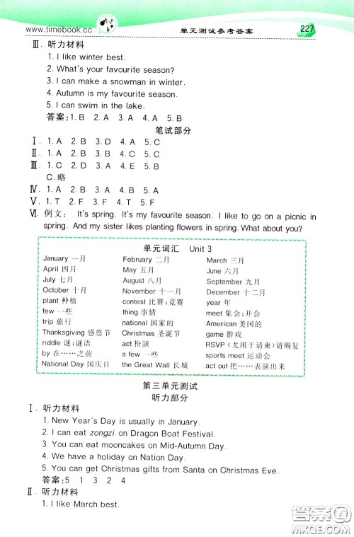 2020年小学创新一点通英语五年级下册人教版参考答案