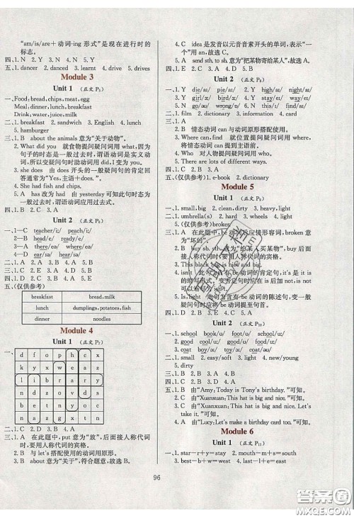 2020年小学教材全练五年级英语下册外研版答案