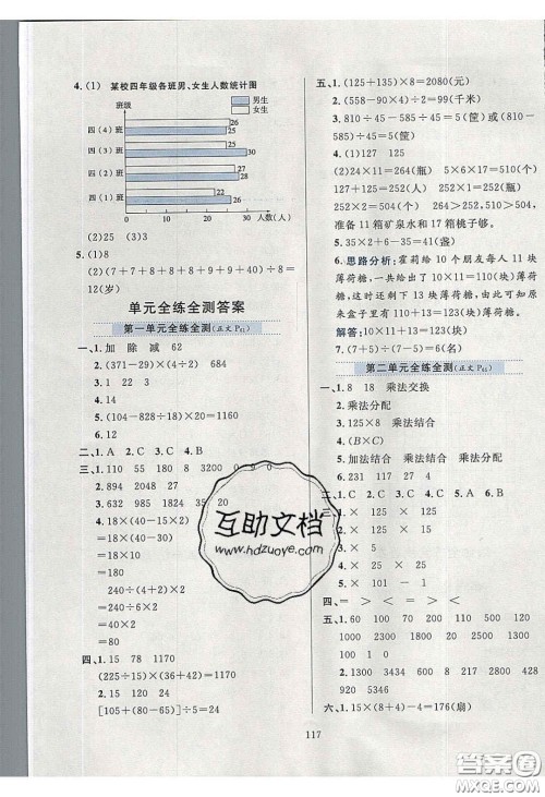 2020年小学教材全练四年级数学下册西师大版答案