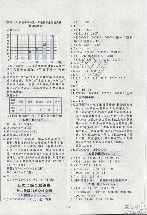 2020年小学教材全练三年级数学下册青岛版五四制答案