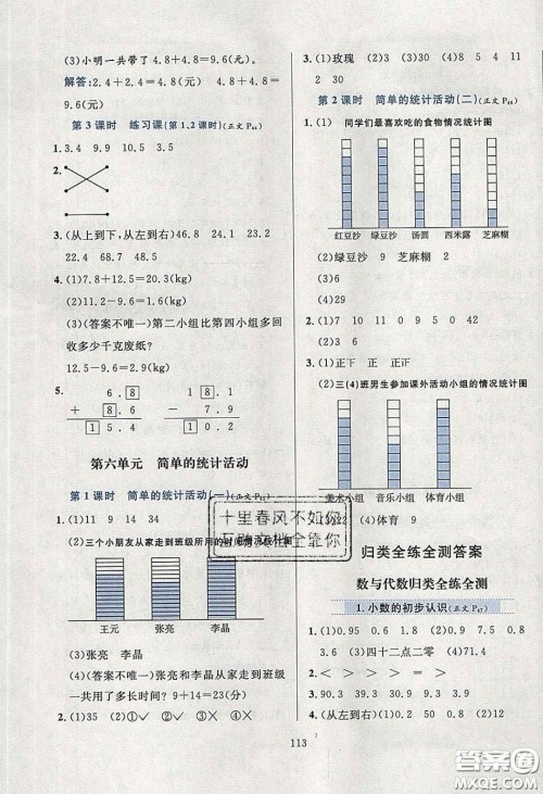 2020年小学教材全练三年级数学下册西师大版答案 2020年小学教材全练三年级数学下册西师大版答案