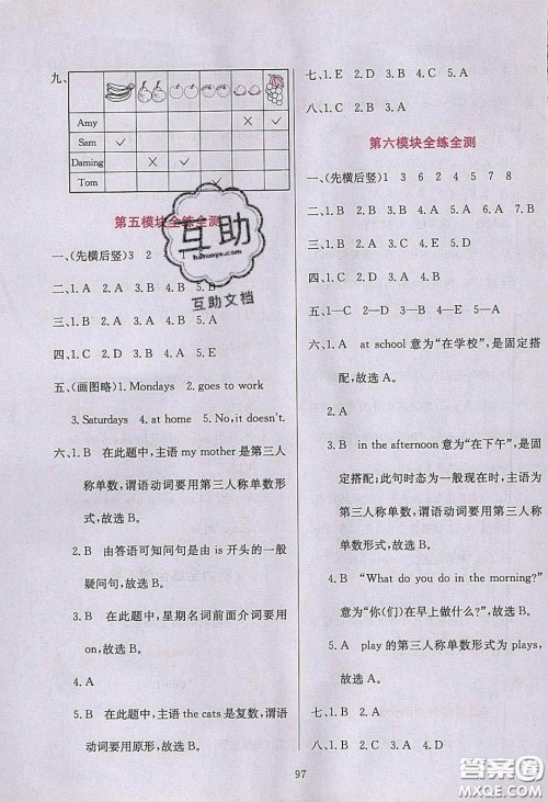 2020年小学教材全练三年级英语下册外研版答案 2020年小学教材全练三年级英语下册外研版答案