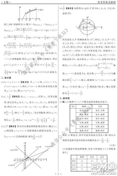 天舟文化2020年3月全国高三质量检测文科数学试题及答案
