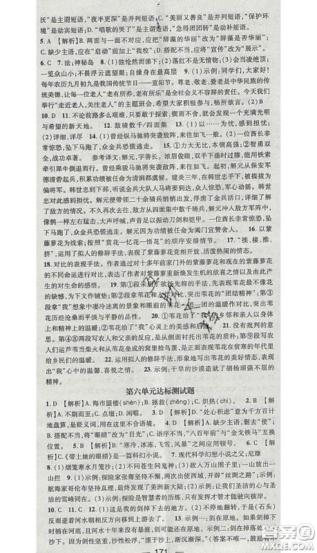 江西教育出版社2020春季名师测控七年级语文下册人教版答案 江西教育出版社2020春季名师测控七年级语文下册人教版答案