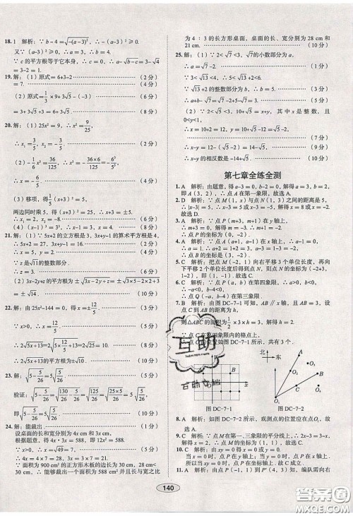 2020年中学教材全练七年级数学下册人教版天津专用答案