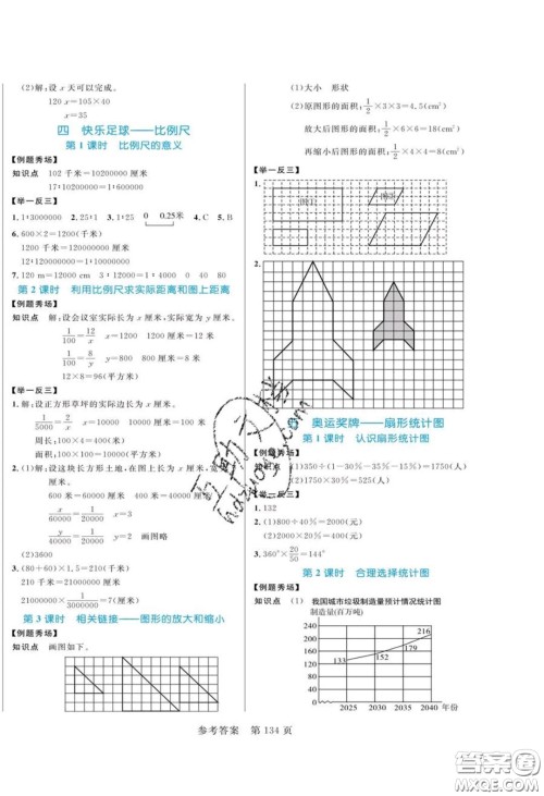 2020年黄冈名师天天练六年级数学下册青岛版六三制答案