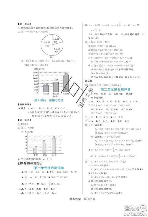 2020年黄冈名师天天练六年级数学下册青岛版六三制答案