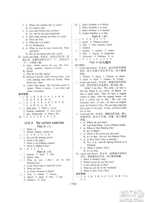 2020年课时学练测学生用书英语五年级下册人教PEP版参考答案 2020年课时学练测学生用书英语五年级下册人教PEP版参考答案