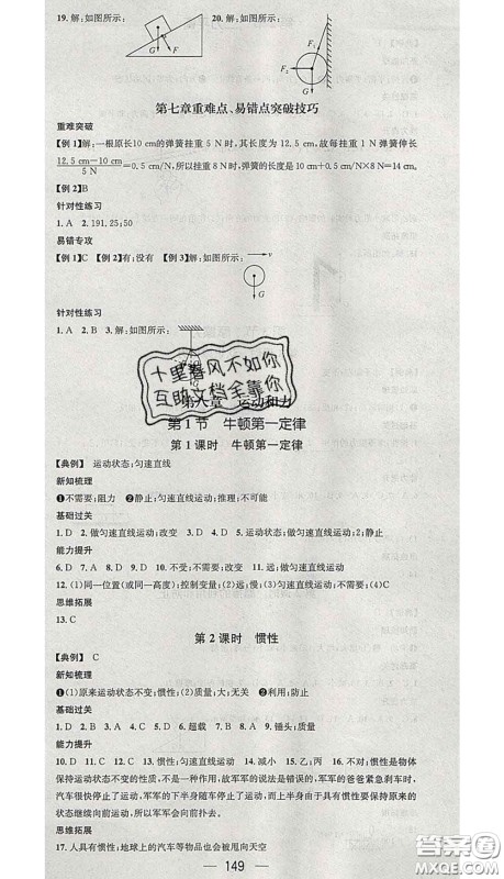 江西教育出版社2020春季名师测控八年级物理下册人教版江西答案