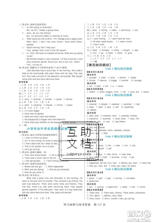 2020年黄冈名师天天练六年级英语下册人教版答案