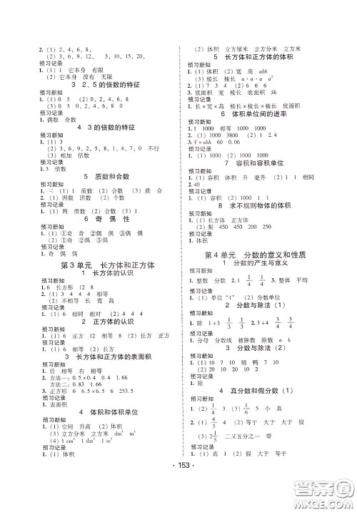 2020年课时学练测学生用书数学五年级下册人教版参考答案 2020年课时学练测学生用书数学五年级下册人教版参考答案